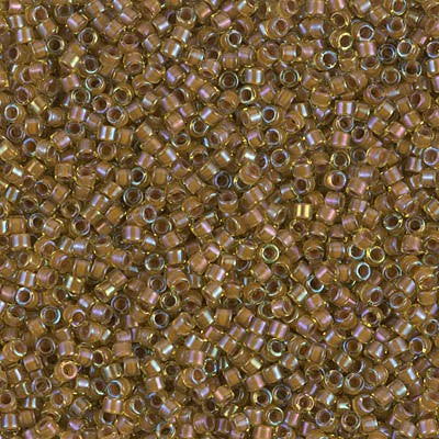Miyuki Delica Bead 11/0 - DB1738 - Cocoa Lined Chartreuse AB - Barrel of Beads
