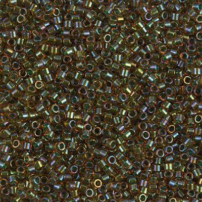 Miyuki Delica 11/0 Cylinder Seed Beads - Olive Lined Orange...
