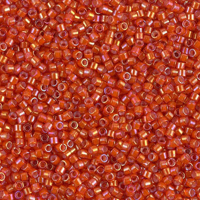 Miyuki Delica Bead 11/0 - DB1780 - White Lined Flame Red AB - Barrel of Beads