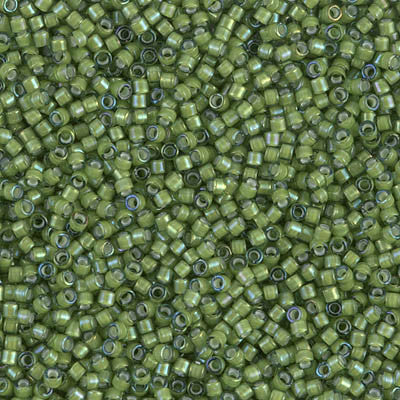 Miyuki Delica Bead 11/0 - DB1786 - White Lined Light Green AB - Barrel of Beads