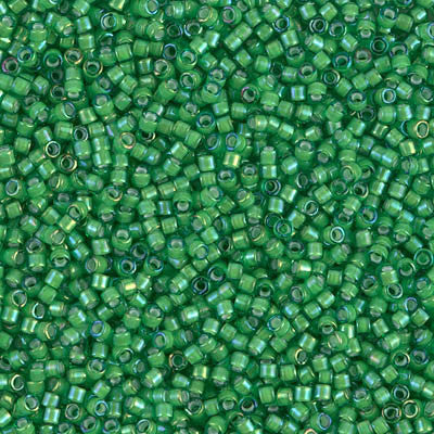 Miyuki Delica Bead 11/0 - DB1787 - White Lined Green AB - Barrel of Beads