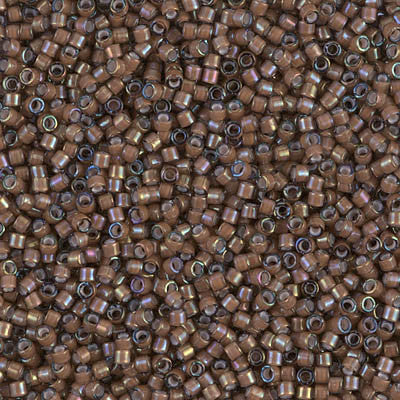 Miyuki Delica Bead 11/0 - DB1790 - White Lined Sable Brown AB - Barrel of Beads