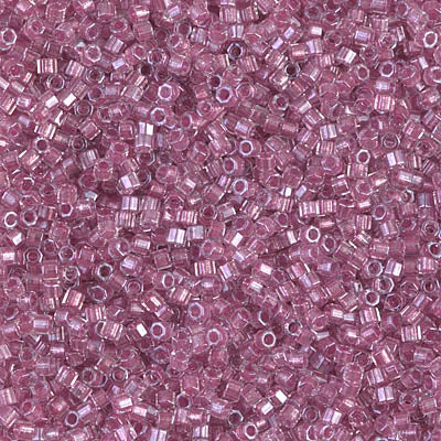 Miyuki Delica 11/0 Cut, Sparkling Peony Pink Lined Crystal, DBC0902, 5 grams