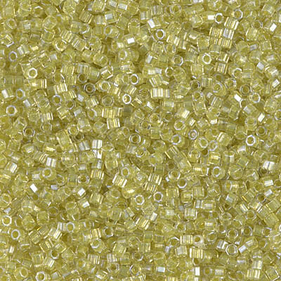 Miyuki Delica 11/0 Cut, Sparkling Yellow Green Lined Crystal, DBC0910, 5 grams