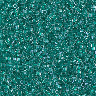 Miyuki Delica 11/0 Cut, Sparkling Dark Aqua Green Lined Crystal, DBC0918, 5 grams