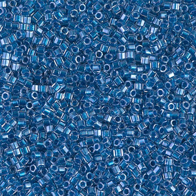 Miyuki Delica 11/0 Cut, Sparkling Cerulean Blue Lined Crystal, DBC0920, 5 grams