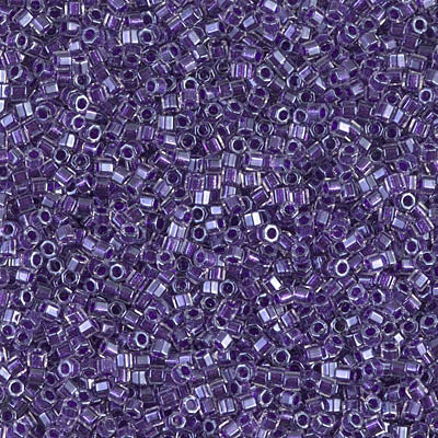 Miyuki Delica 11/0 Cut, Sparkling Amethyst Lined Crystal, DBC0923, 5 grams