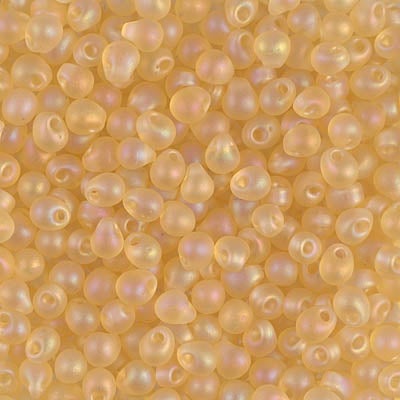 Miyuki 3.4mm Drop Bead, Matte Transparent Light Topaz AB, 5 grams