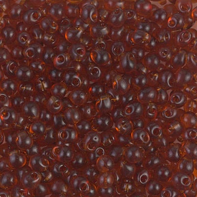 Miyuki 3.4mm Drop Bead, Transparent Dark Topaz, 5 grams