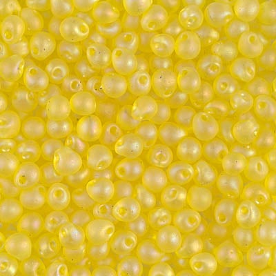 Miyuki 3.4mm Drop Bead, Matte Transparent Yellow AB, 5 grams