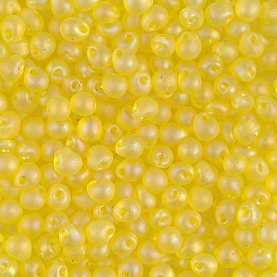 Miyuki 3.4mm Drop Bead, Matte Transparent Yellow AB, 5 grams