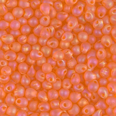 Miyuki 3.4mm Drop Bead, Matte Transparent Orange AB, 5 grams