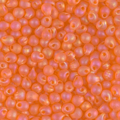 Miyuki 3.4mm Drop Bead, Matte Transparent Orange AB, 5 grams