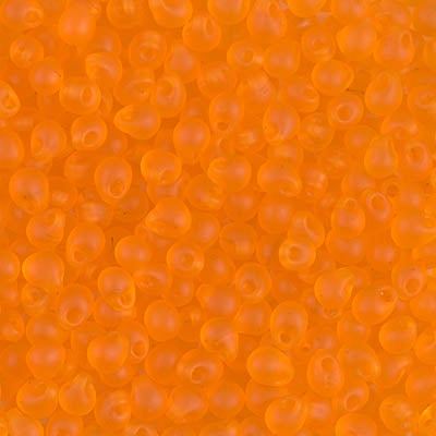 Miyuki 3.4mm Drop Bead, Matte Transparent Orange, 5 grams