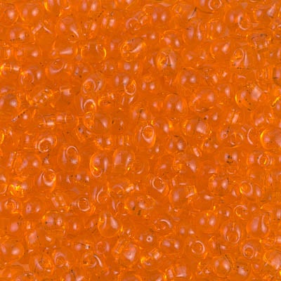Miyuki 3.4mm Drop Bead, Transparent Orange, 5 grams