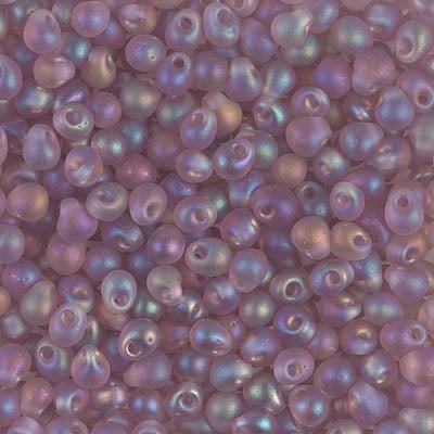 Miyuki 3.4mm Drop Bead, Matte Transparent Smoky Amethyst AB, 5 grams