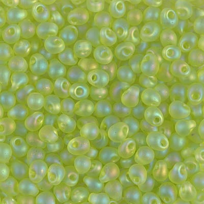 Miyuki 3.4mm Drop Bead, Matte Transparent Chartreuse AB, 5 grams