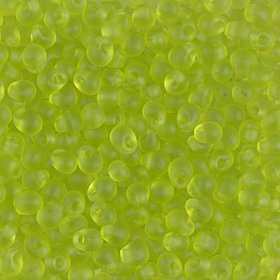Miyuki 3.4mm Drop Bead, Matte Transparent Chartreuse, 5 grams