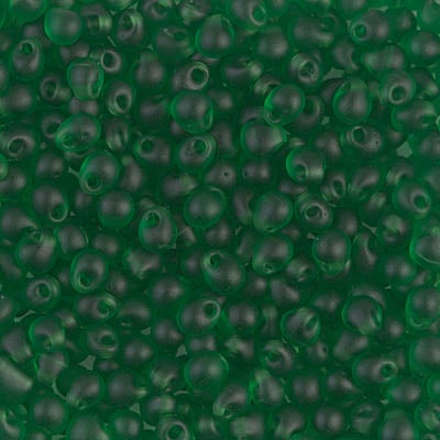 Miyuki 3.4mm Drop Bead, Matte Transparent Green, 5 grams
