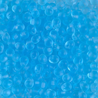 Miyuki 3.4mm Drop Bead, Matte Transparent Aqua, 5 grams