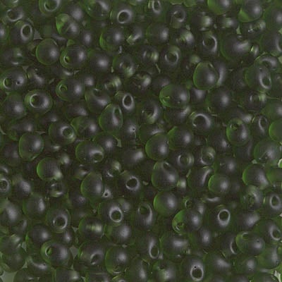 Miyuki 3.4mm Drop Bead, Matte Transparent Olive, 5 grams