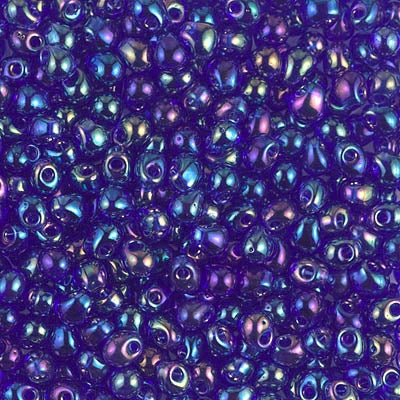 Miyuki 3.4mm Drop Bead, Transparent Cobalt AB, 5 grams