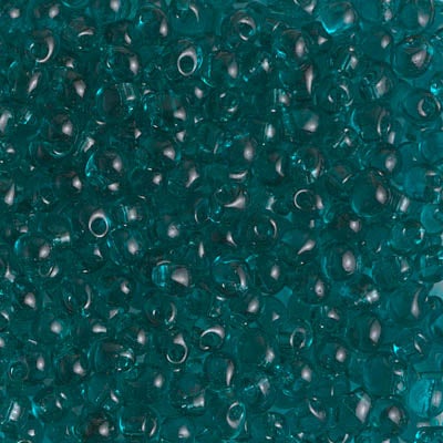 Miyuki 3.4mm Drop Bead, Transparent Teal, 5 grams