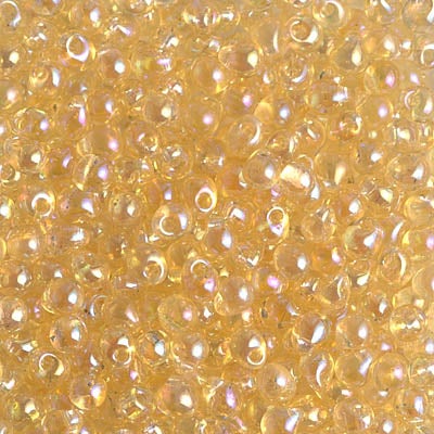 Miyuki 3.4mm Drop Bead, Transparent Light Topaz AB, 5 grams