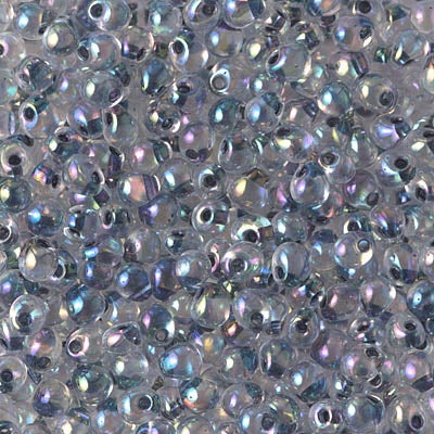 Miyuki 3.4mm Drop Bead, Noir Lined Crystal AB, 5 grams