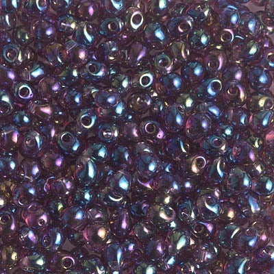 Miyuki 3.4mm Drop Bead, Transparent Dark Smoky Amethyst AB, 5 grams