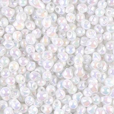 Miyuki 3.4mm Drop Bead, White Pearl AB, 5 grams