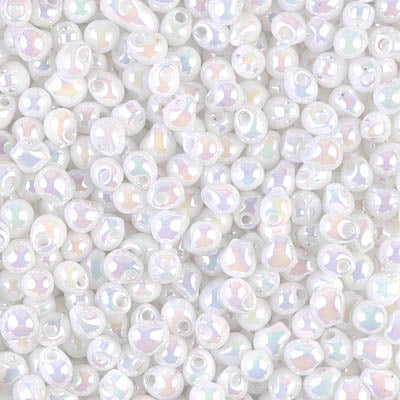 Miyuki 3.4mm Drop Bead, White Pearl AB, 5 grams