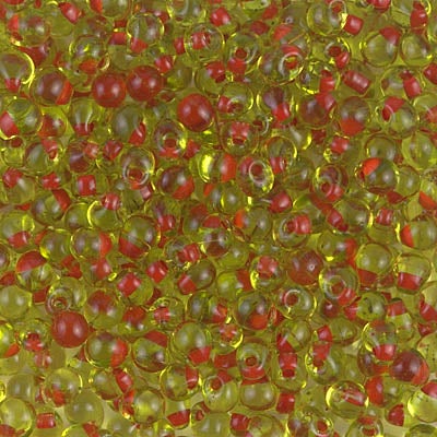 Miyuki 3.4mm Drop Bead, Red Lined Chartreuse, 5 grams