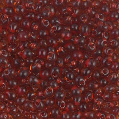 Miyuki 3.4mm Drop Bead, Red Lined Dark Topaz, 5 grams