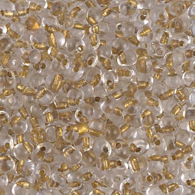 Miyuki 3.4mm Drop Bead, Sparkling Met Gold Lined Crystal, 5 grams