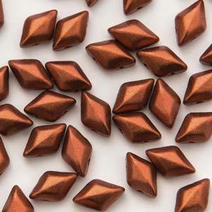 Mini GemDuo 2-Hole Diamond Shaped Bead, Bronze Fire Red, 7.5 grams