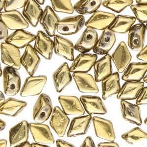 Mini GemDuo 2-Hole Diamond Shaped Bead, Full Amber, 7.5 grams