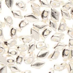 Mini GemDuo 2-Hole Diamond Shaped Bead, Silver Plated, 7.5 grams