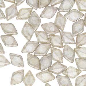 GemDuo 2-Hole Diamond Shaped Bead, Crystal Gleam White Glaze, GD0003-65501, 7.5 grams