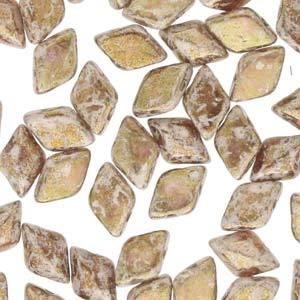 GemDuo 2-Hole Diamond Shaped Bead, Crystal Gleam Spread Glaze, GD0003-65526, 7.5 grams