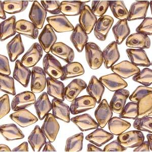 Mini GemDuo 2-Hole Diamond Shaped Bead, Crystal Gold Bronze, 7.5 grams