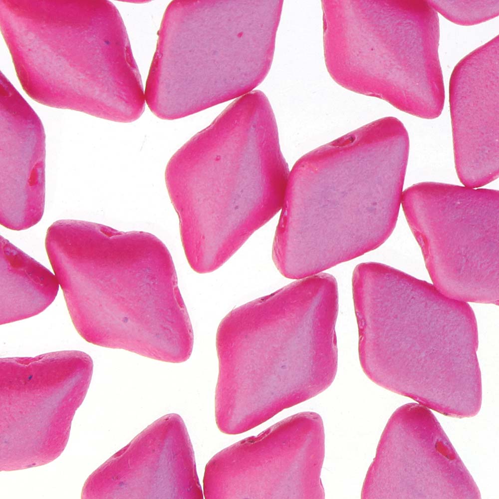 GemDuo 2-Hole Diamond Shaped Bead, Tropical Passion Pink, GD0201-24508, 7.5 grams