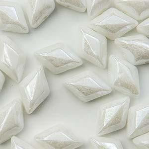 GemDuo 2-Hole Diamond Shaped Bead, Chalk Luster , GD0300-14400, 7.5 grams