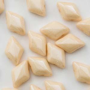 Mini GemDuo 2-Hole Diamond Shaped Bead, Chalk Beige Lumi, 7.5 grams