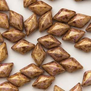 GemDuo 2-Hole Diamond Shaped Bead, Chalk Senegal Brown, GD0300-15695, 7.5 grams