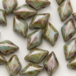 GemDuo 2-Hole Diamond Shaped Bead - Chalk Lazure Blue  - GD0300-65431