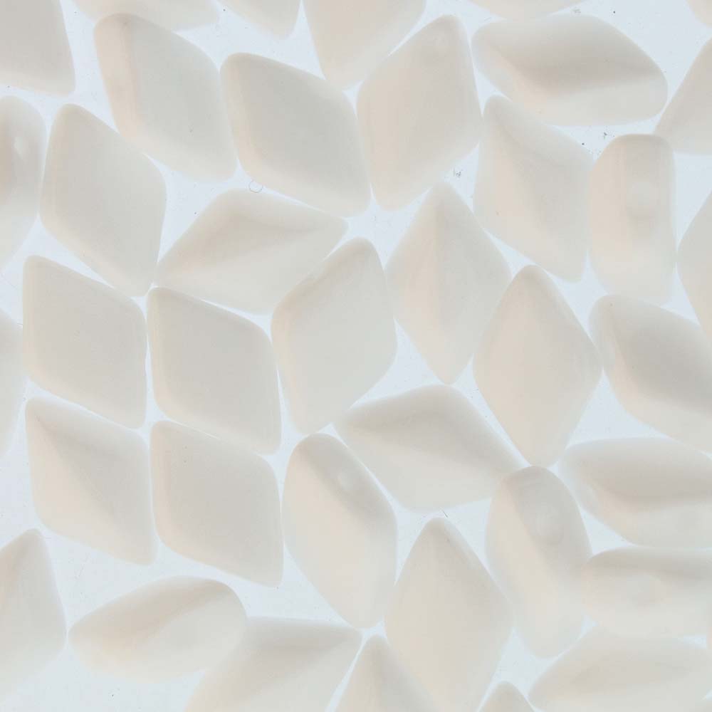 Mini GemDuo 2-Hole Diamond Shaped Bead, Opaque White, 7.5 grams