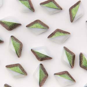 GemDuo 2-Hole Diamond Shaped Bead, Duet Polychrome Sage/Citrus & Crm, GD03849-29034, 7.5 grams