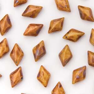 GemDuo 2-Hole Diamond Shaped Bead, Ivory Dark Trav, GD1302-86805, 7.5 grams