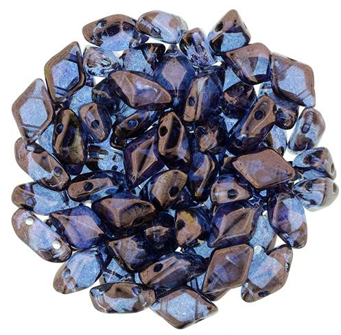 GemDuo 2-Hole Diamond Shaped Bead, Luster, Transparent Amethyst, GD15726, 7.5 grams